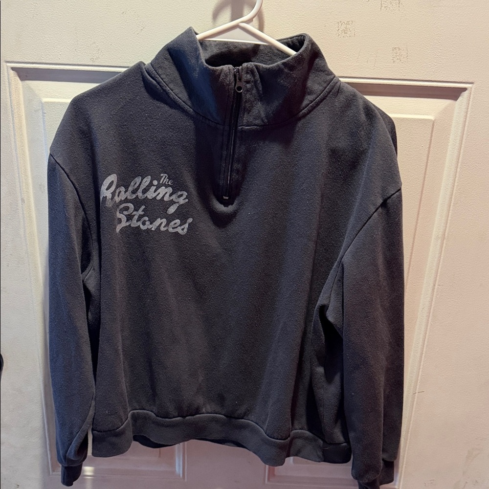Rolling Stones Gray Cropped Pullover Sweatshirt